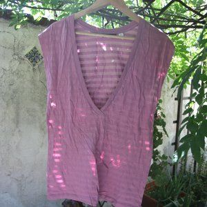 Lux Oversize Pink Striped Layering Top Tunic Cover Up Urban Outfitters UO Size S